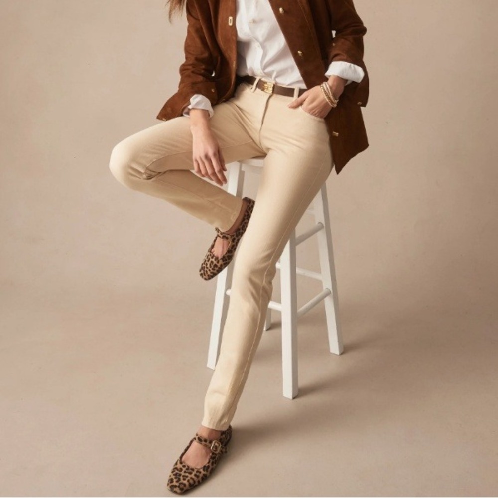J.McLaughlin Lexi Jeans Raw Beige Slim Fit Leg Denim Pants Tan 4